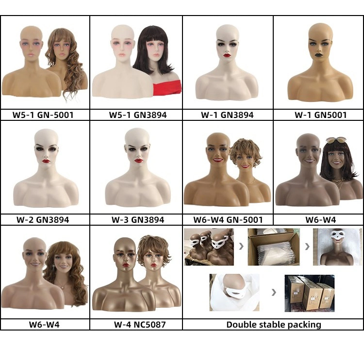 Customize Color China Makeup Mannequin Gold Wig Display Mannequin Heads with Shoulders