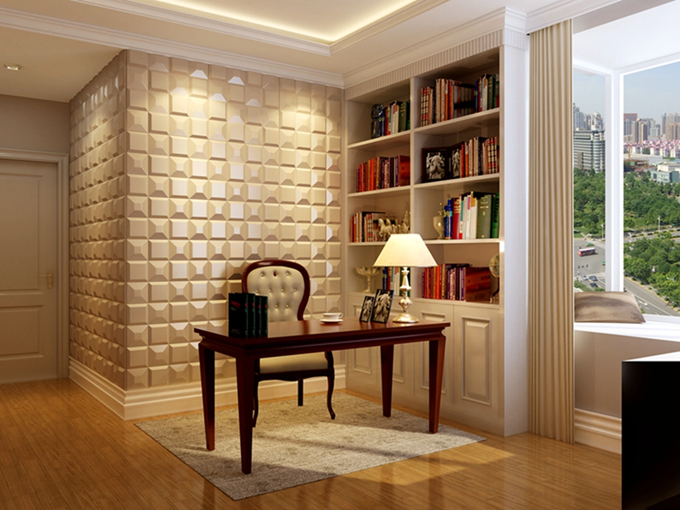 modern 3D Wall Panels PVC Leather Wall Paper 3D Wood Wall Panel for Home Decorate