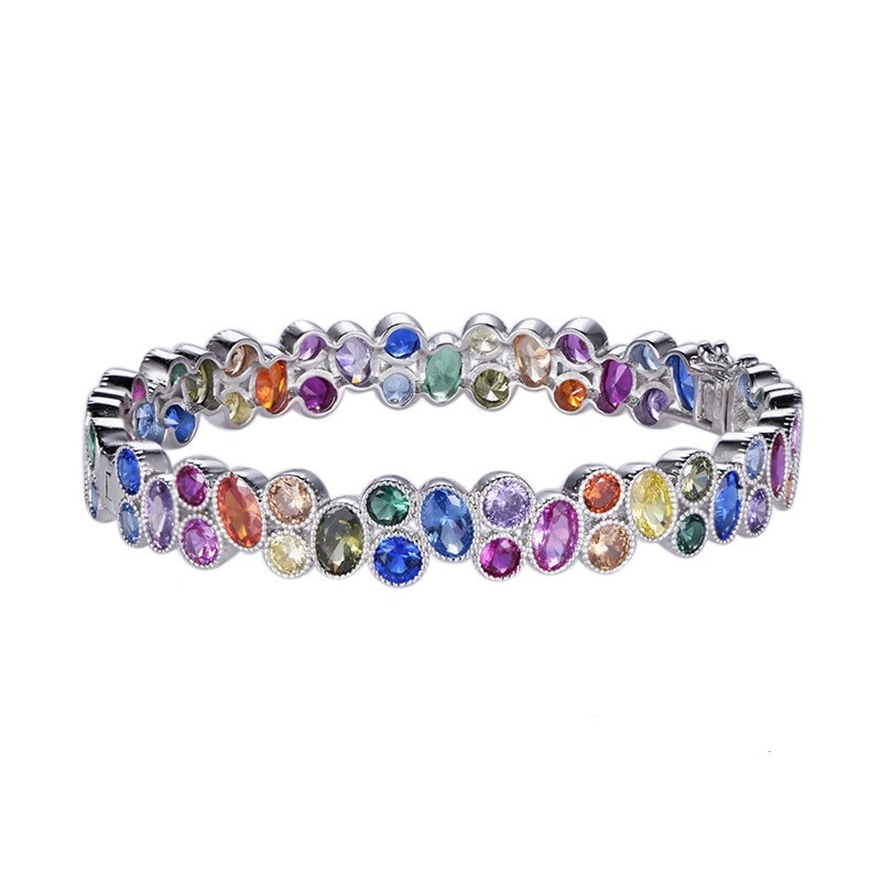 Оптовая торговля Silver Rainbow кольцо Bangle Earring ожерелья Набор ювелирных изделий