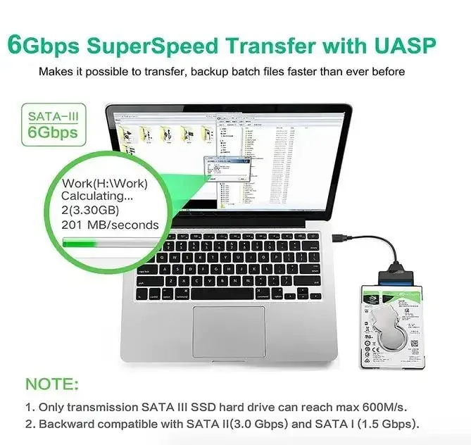 Convertisseur de câble adaptateur USB 3.0 vers disque dur SATA pour DISQUE DUR SSD