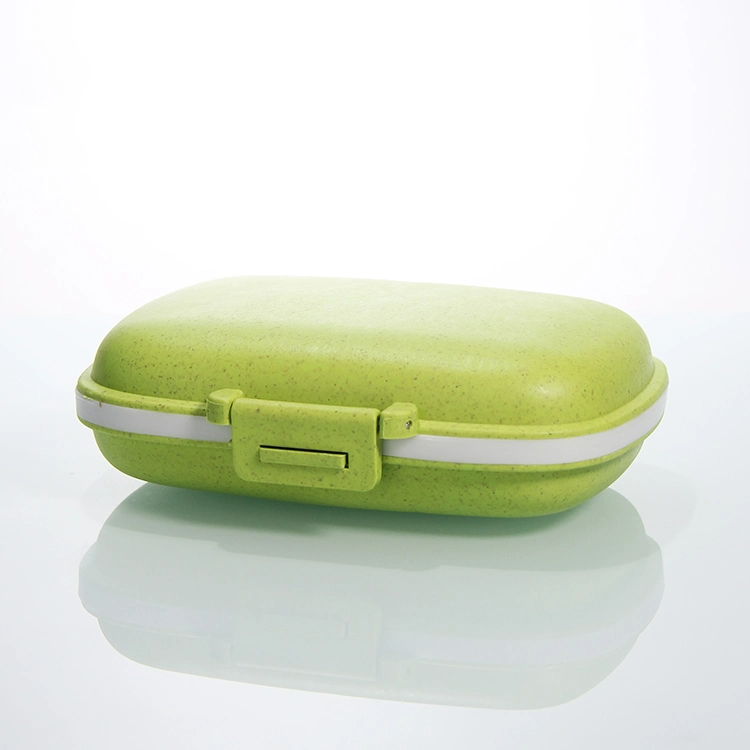 Wheat Straw Round Shape 8 Compartment Small Portable Pocket Travel Pill Box/ Pill Case