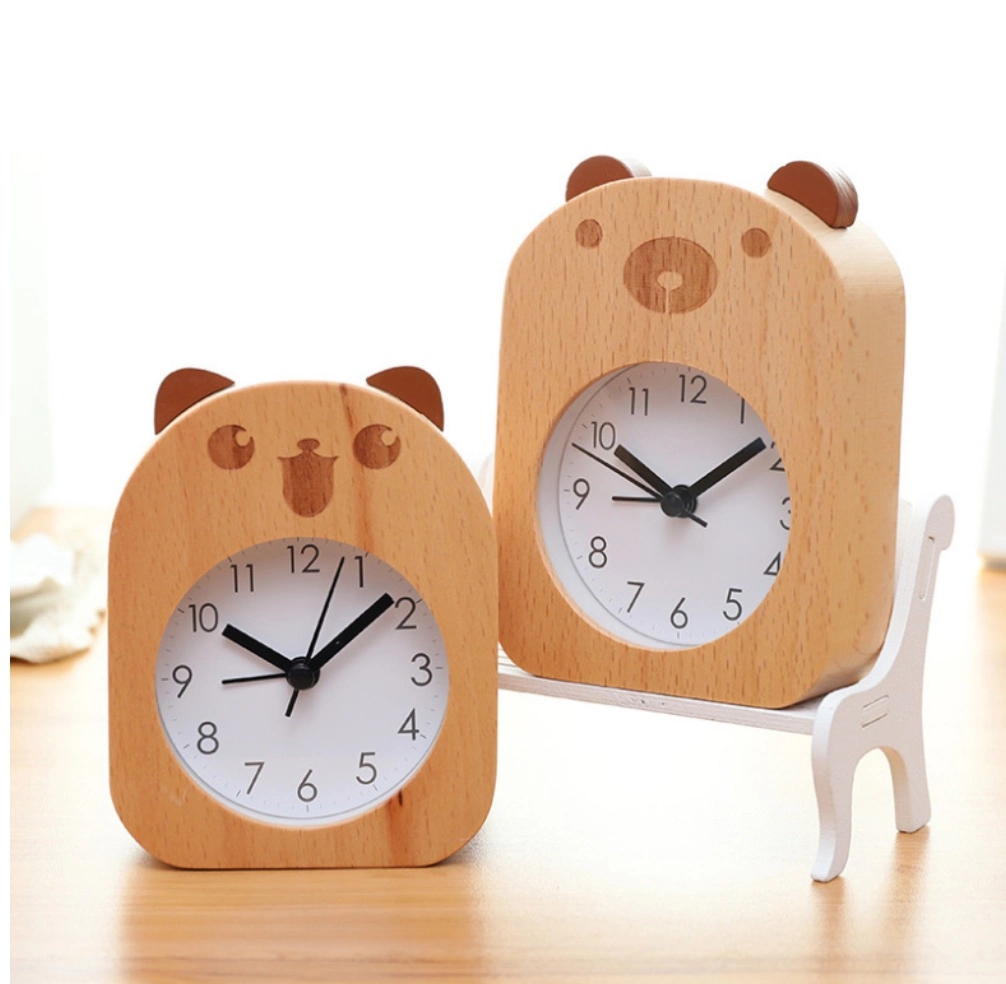 European-Style Wood Animal Mute Clock Living Room Bedroom Cartoon Quartz