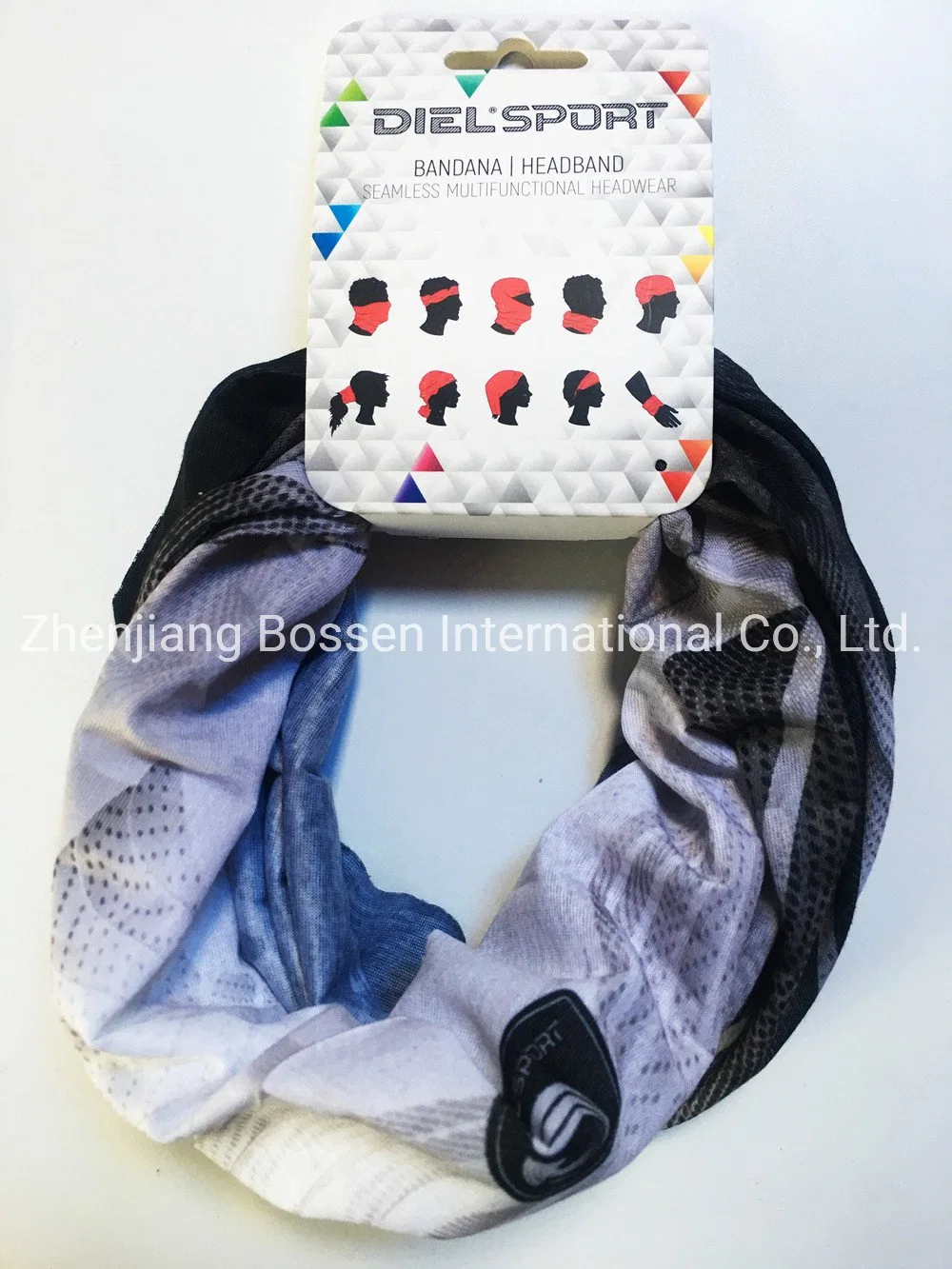 China Scarf Factory OEM Custom Logo Polyester Microfiber Black Magic Face Mask Tube Bandana Scarf