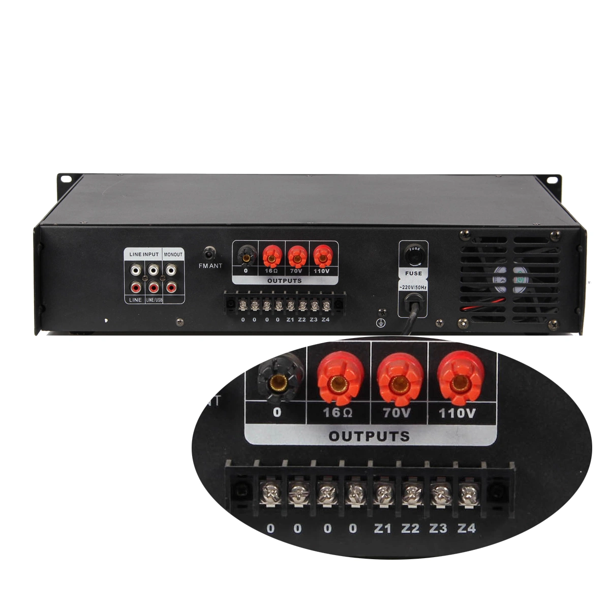 Amplificador PA profesional de sistema de audio de megafonía 250W
