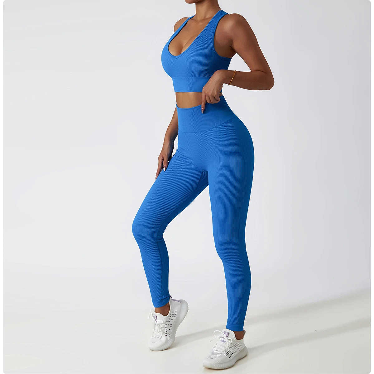 High quality/High cost performance Seamless Women Yoga Set Workout Activewear Gym Wear Fitness Long Sleeve Crop Top Bra High Waist Leggings Sports Wear