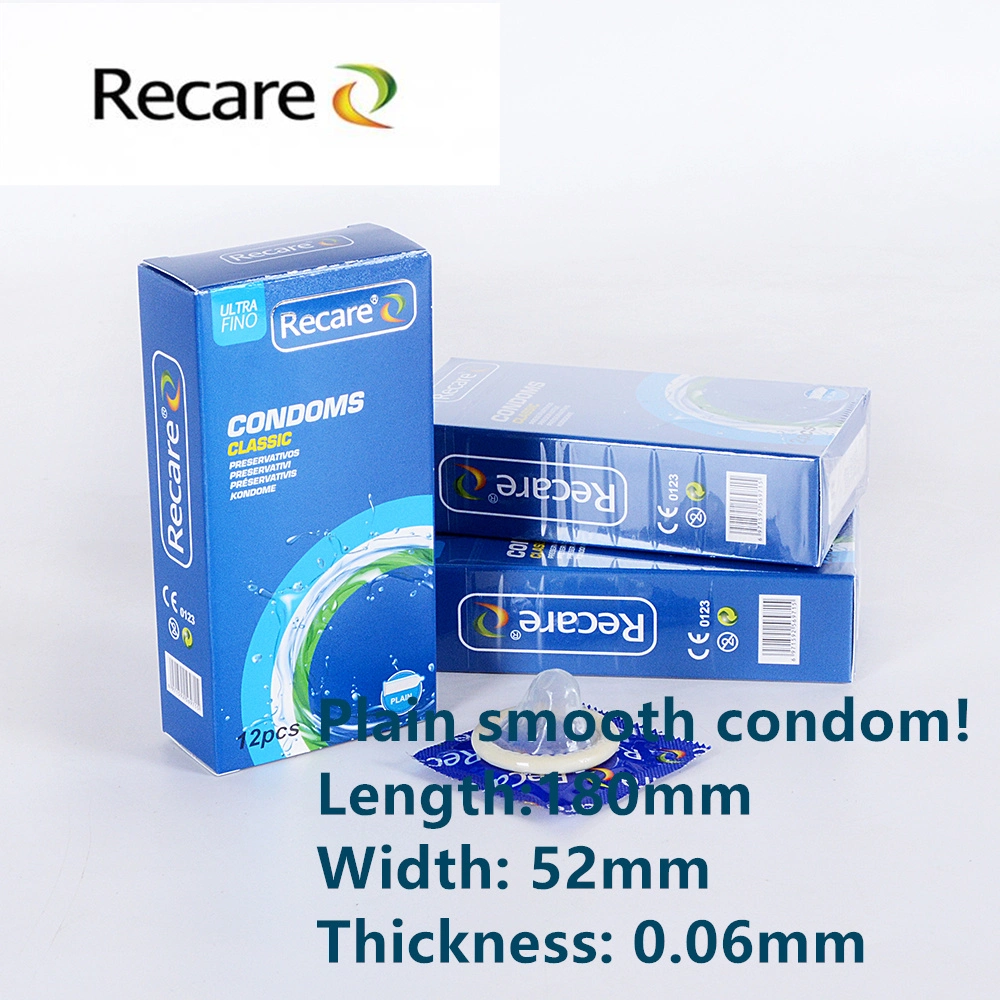 Marque Recare condom de latex Package OEM sexuelle plaine d'utilisation de préservatifs lisses pour les hommes