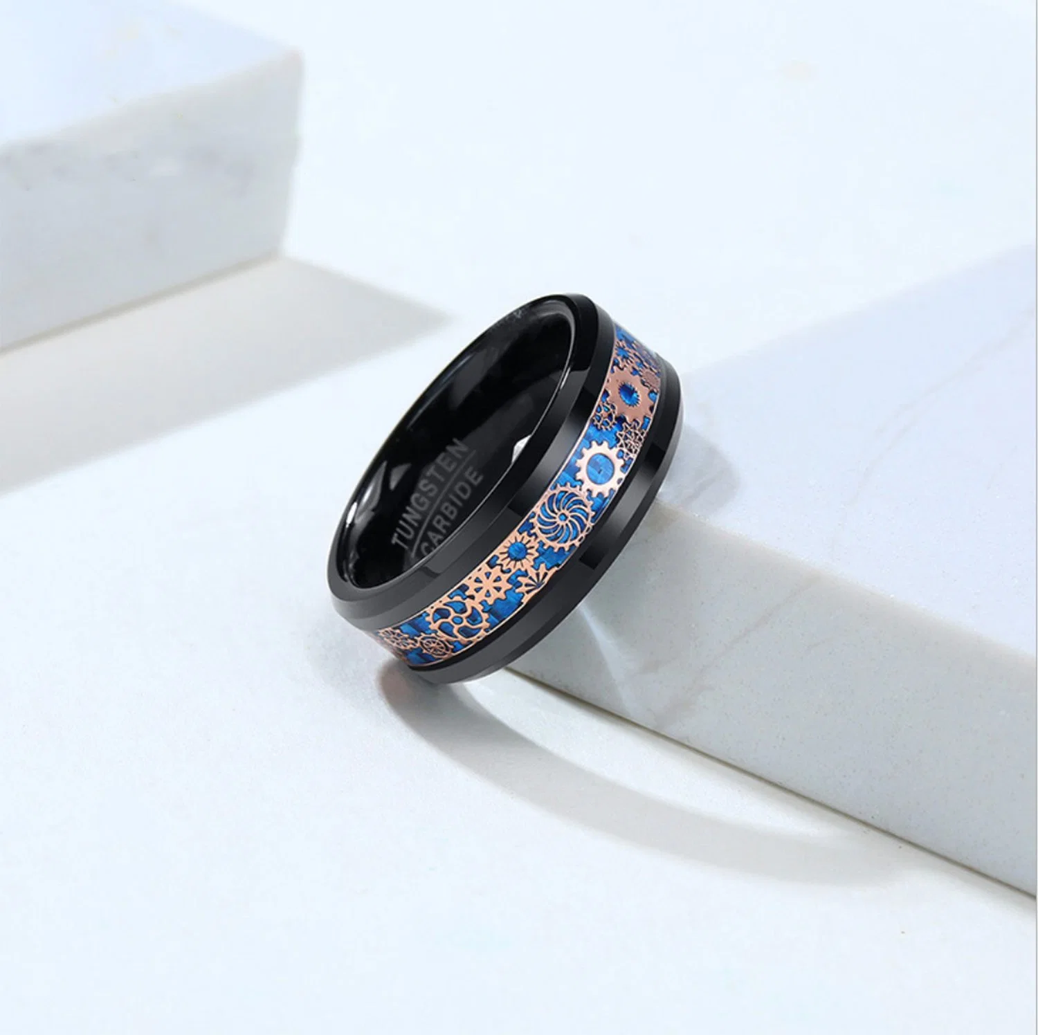 Trendy Fashion Tungsten Steel Gear Ring Black Men's Jewelry Factory Direct Supply Tst2115