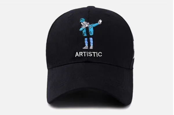 Wholesale/Supplier  Hats Black Cartoon Character Embroidery Logo Custom Fitted Hat Wholesale/Supplier Hip Hop Curved Brim Cap Baseball Cap