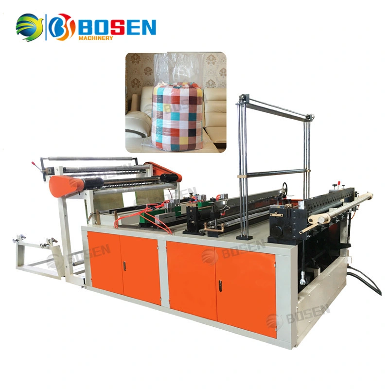 Automatic 2 Layers 4 Lines Garbage Shopping Carry Handle Bottom Sealing Cold Cutting Plastic Bag Making Machine with Conveyor