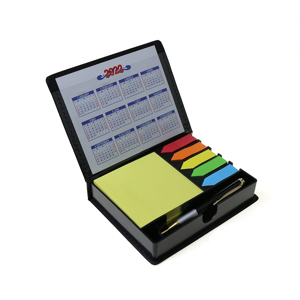 Custom Memo Pad PU Leather Cover Sticky Note with Pen Set