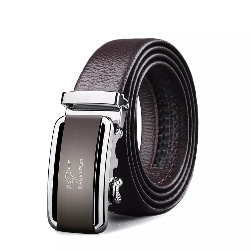 Custom Logo High quality/High cost performance  Business Mens Genuine Leather Ratchet Belt with Automatic Buckle Men Belts