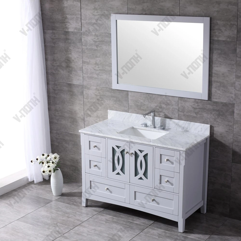 48inch Top Quality Modern Carrara Marble Top Bathroom Vanity Cabinet