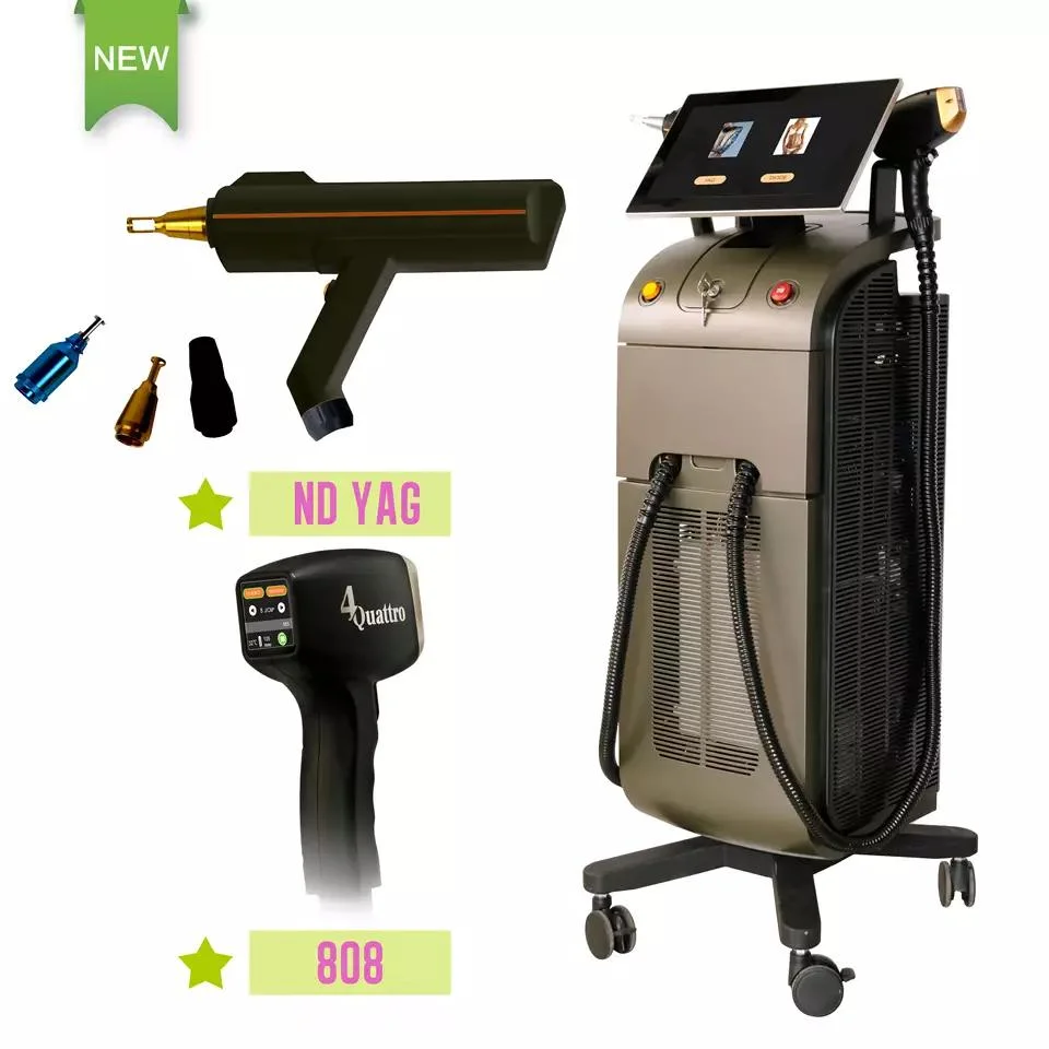 4 In1km 3 Wellenlänge 1200W 1600W Ice Platinum Titanium Diode Laser Haarentfernung Maschine Preis / Q geschaltet ND YAG Laser Tattoo Entfernung IPL RF Haut Beauty Maschine