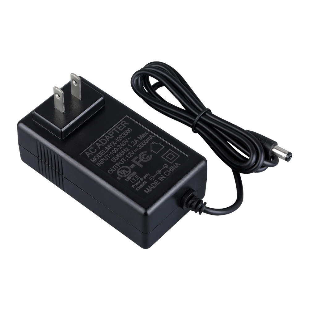 Factory Price Plastic Adapter AC100-240V Wall Plug 12V 3A 36W Power Charger for Laptop/LED Stirp