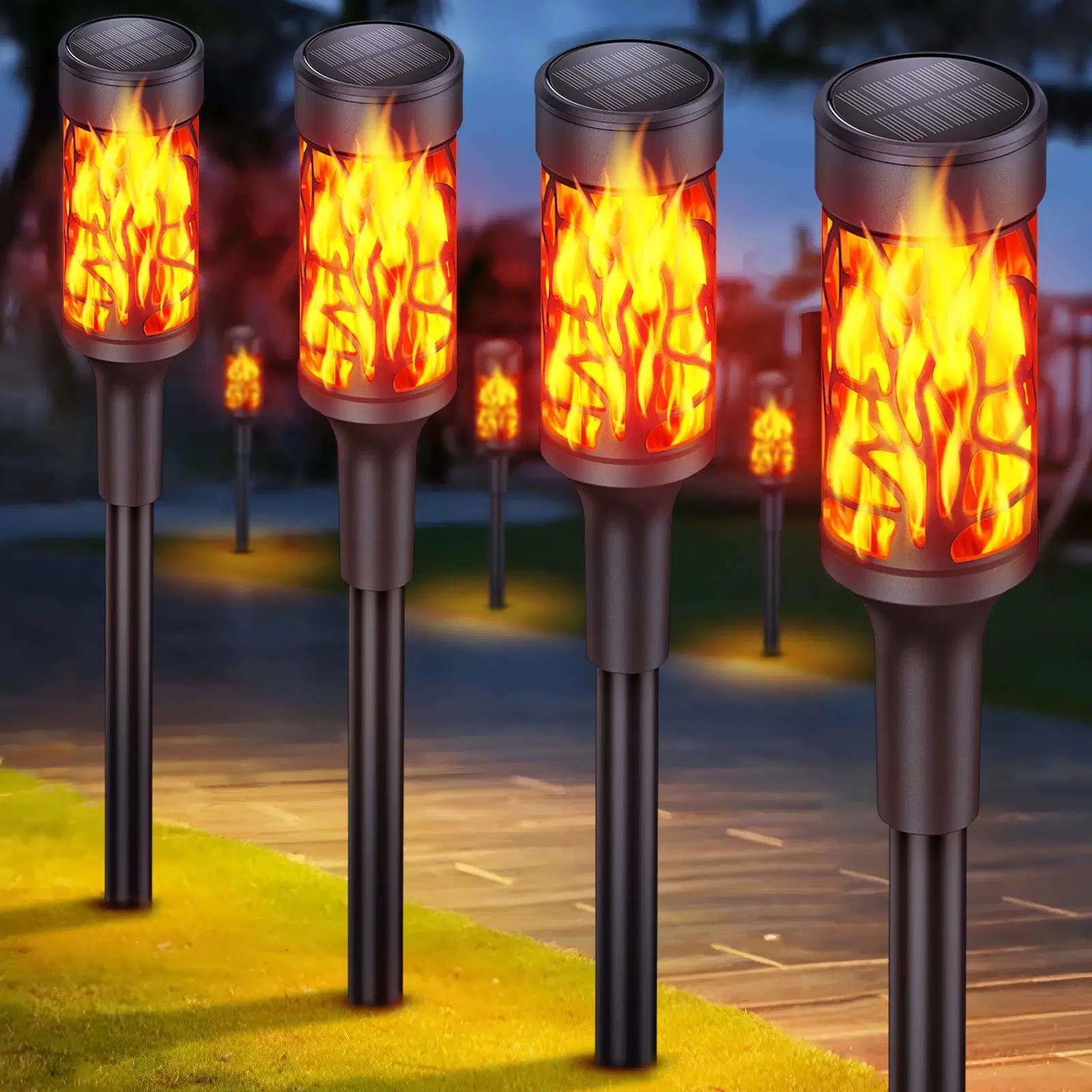 IP65 Waterproof Solar Garden Lights Realistic Flame Effect Solar Lights