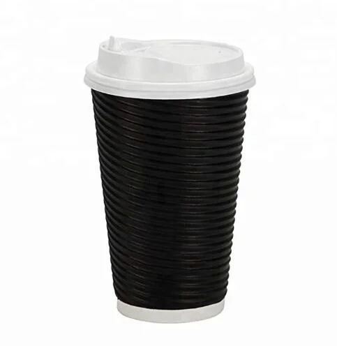 Custom Black Thicken Disposable Corrugated Coffee Paper Cups