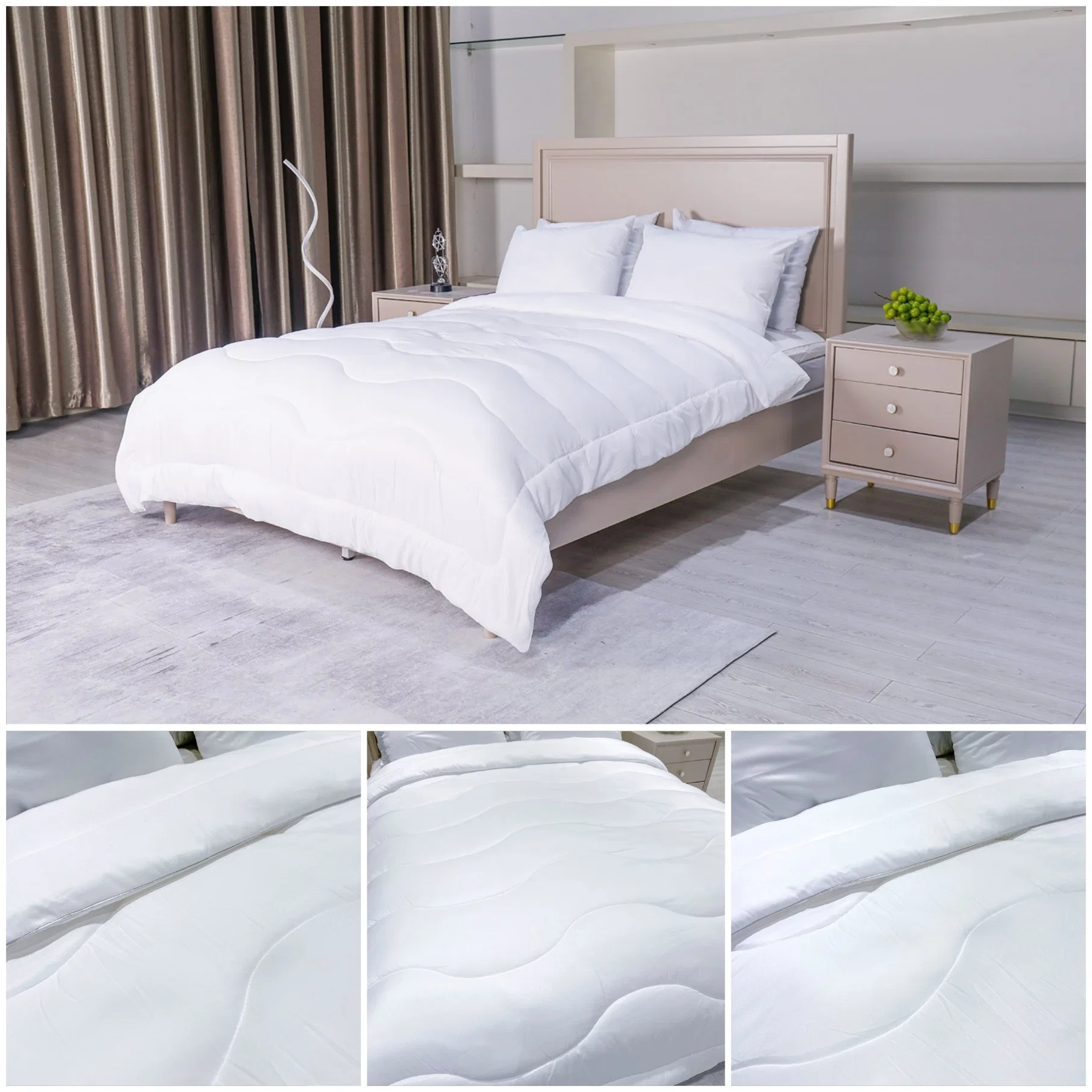 Customized Box Baffle Design Cheapest White Brushed Microfiber Blanket Polyester Comforter