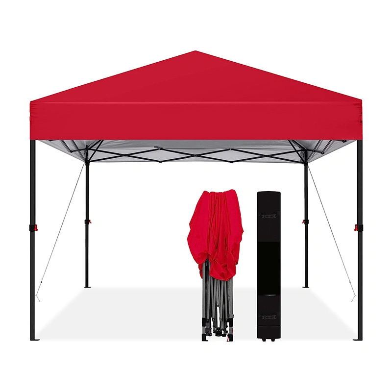 10X10FT 1-Person Setup pop-up Canopy Tent Instant Portable Shelter - Vermelho