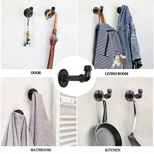 1/2 Inch NPT Pipe Furniture DIY Cloth /Hat Hook Hanging Antique Pipe Kits with Black Malleable Iron Pipe Fittings