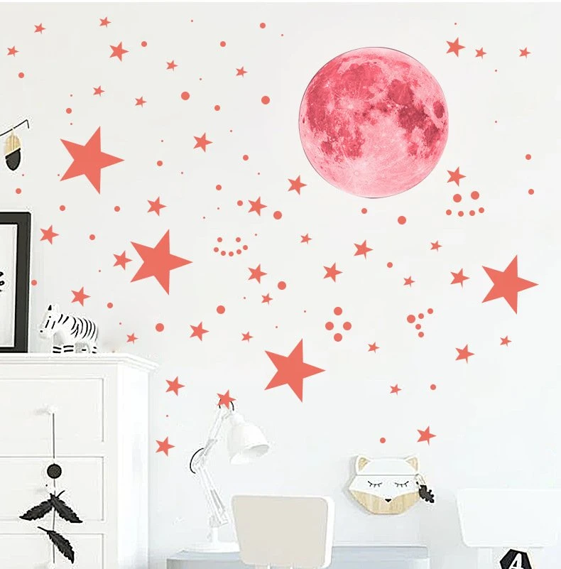 Luminous Wall Decals Ceiling Stickers Glow in The Dark Moon Stars Starry Sky Shining Decals Room Decoration Perfect Gifts for Kids Bedroom Bedding Room