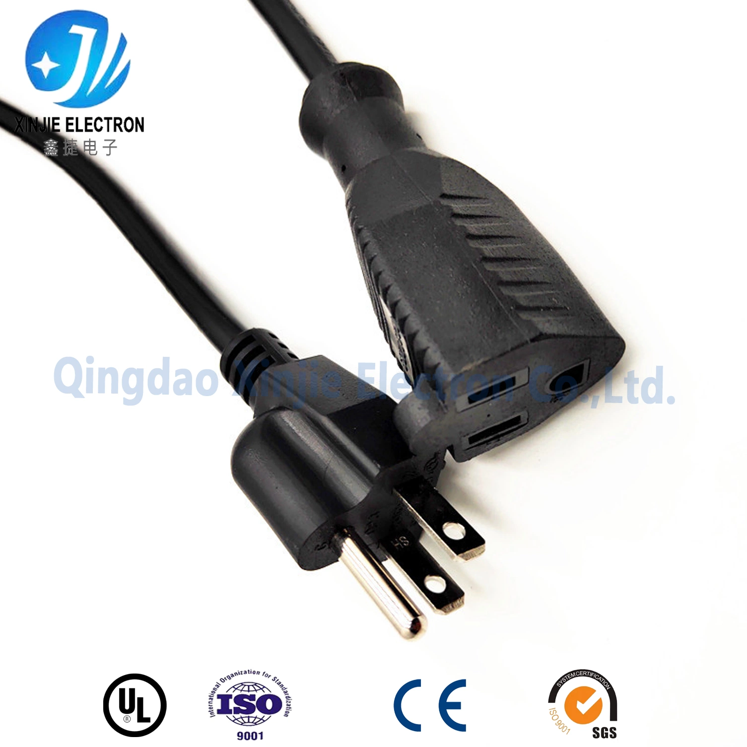 Cable de alimentación eléctrica CA con certificado UL con enchufe USA 3pin