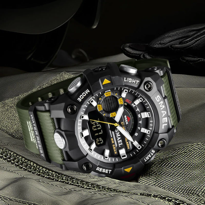 Real Man Outdoor Sportliche Dual Time Kunststoff Uhr