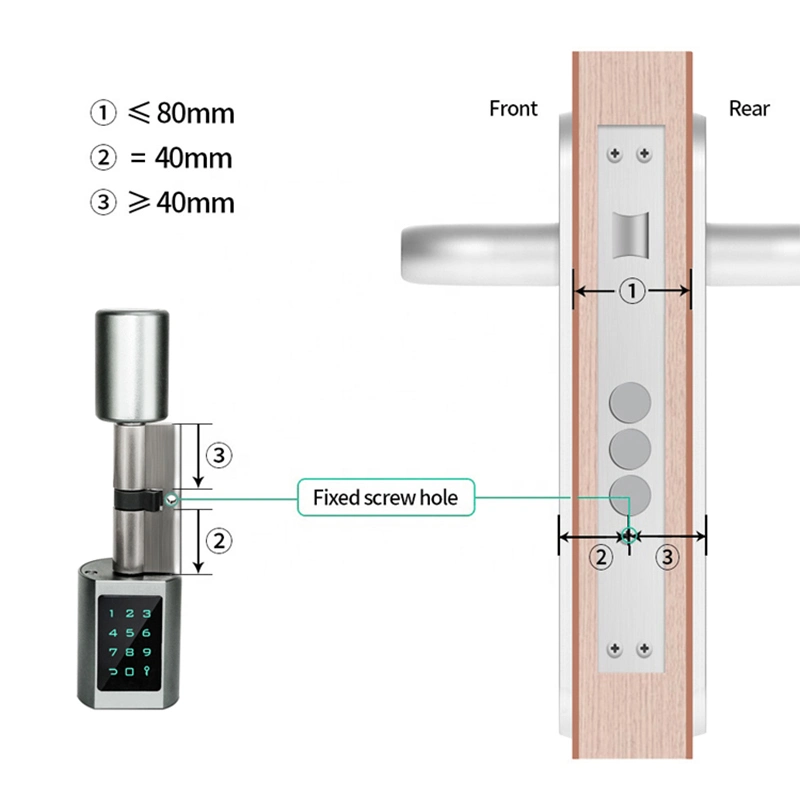 Ttlock APP Bluetooth RFID Card Euro Cylinder Lock with Digital Keypad