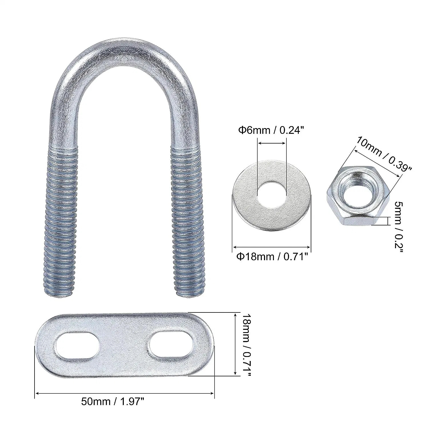 Round U-Boltswith Nut, Plate, Washer