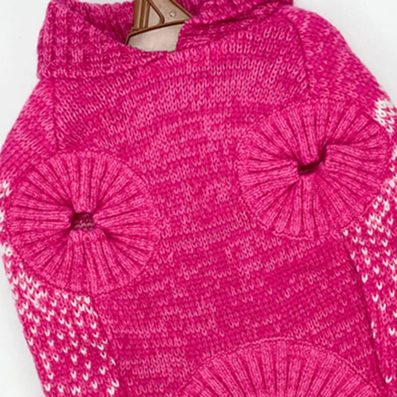 Pet's Custom Cable Knit Jumper Dog Sweater Pink Color Winter Pet Clothes