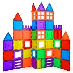 130PCS Tiles Stacking Pre-School Educational Magnetic Building Blocks Toys Sets for Kids