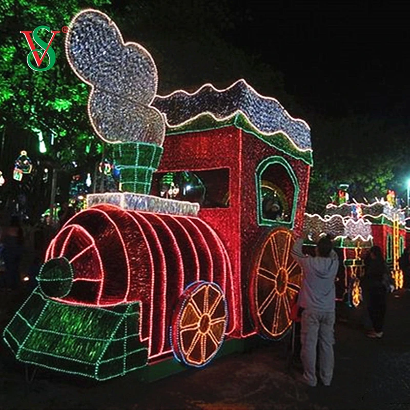 Colorful 3D Motif Light Train for Festival Amusement Light Show