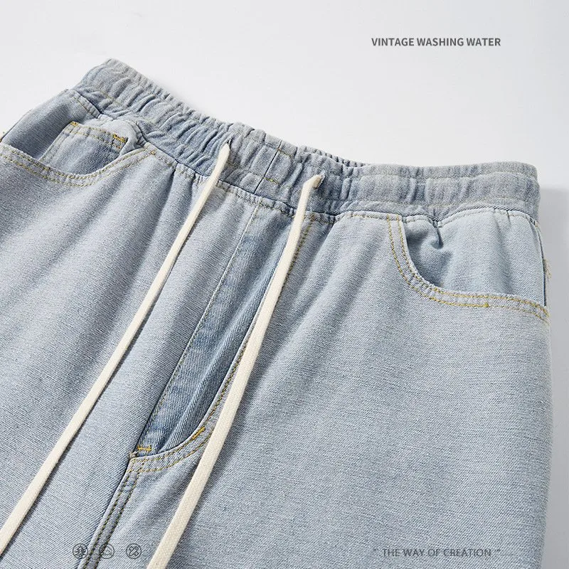 Fall American High Street Wash Water Jeans de pata ancha Vetements Pantalón de mopa para suelo de hombre (CFJPM-014)