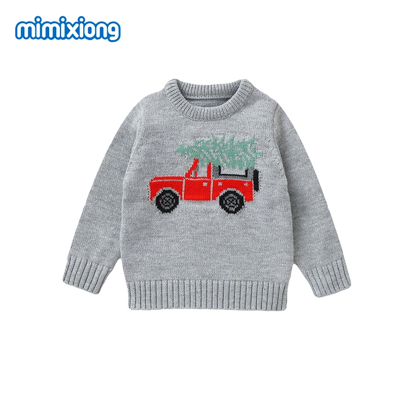 Mimixiong Factory Price Infant Toddler Cozy Soft Knitwear Cute Car Pattern Pullover Sweater