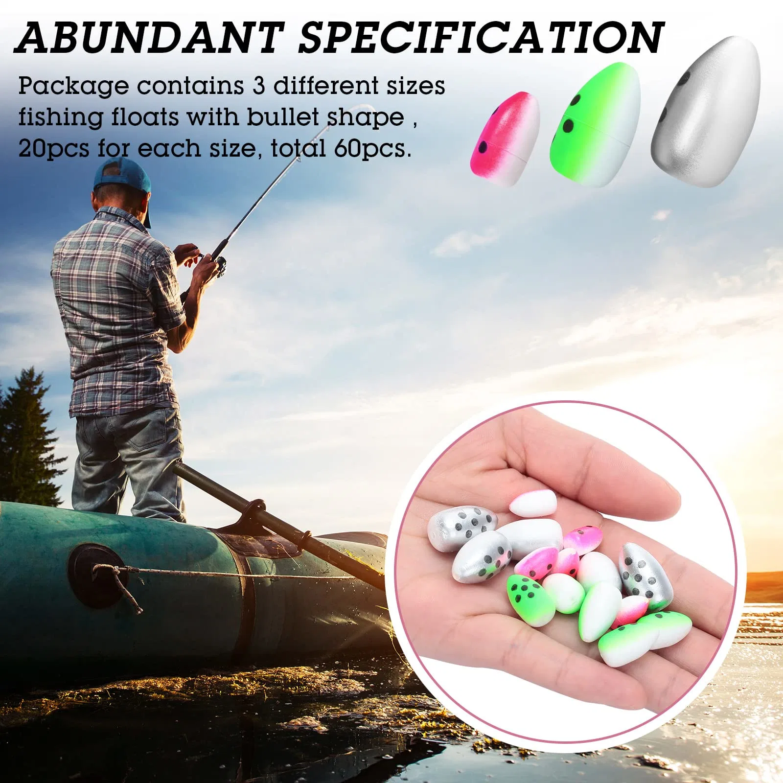 Durable Material Fresh Color Trout Catfish Walleye 60 Pieces Foam Fishing Float