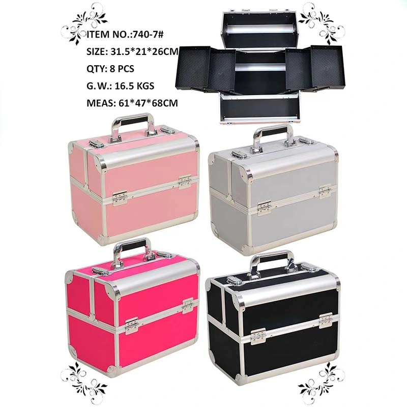 Makeup Train Case with Mirror Portable Cosmetic Box Organizer Aluminum Makeup Case Storage Lockable Makeup Case for Makeup Artist