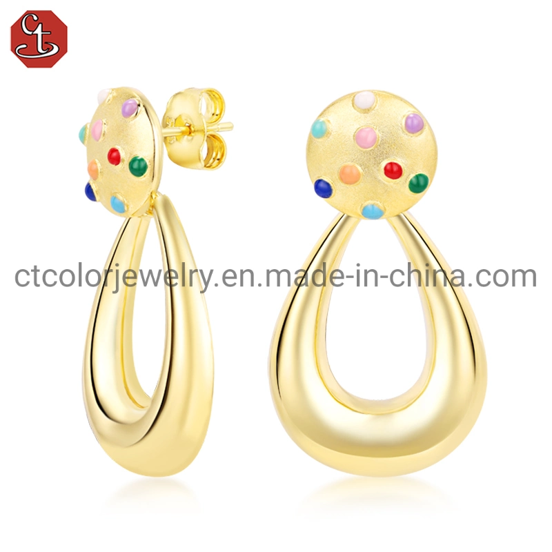 New Design Fashion Jewelry 925 Sterling Silber oder Messing Emaille 18K vergoldete Ohrringe für Frauen