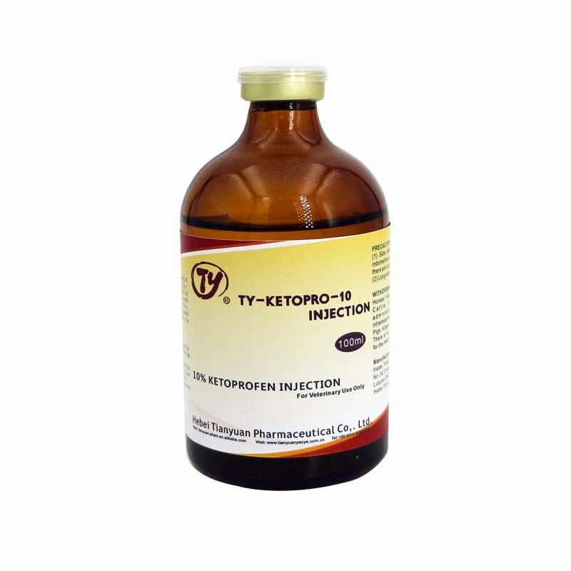 Medicina veterinária droga Animal cetoprofeno injecção de líquido 10% 50ml 100ml fábrica BPF para os animais das espécies ovina, camelo, vaca, suínos, caprinos