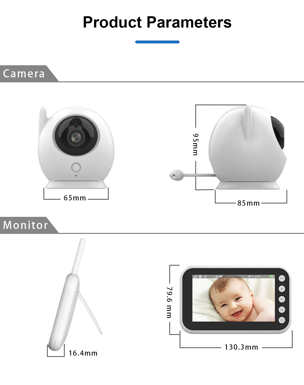 Hot Products 4,3inch Babyphone mit 2,4GHz Wireless Weitwinkel Objektiv Zwei-Wege Talkback Nachtsichtkamera Für Babys