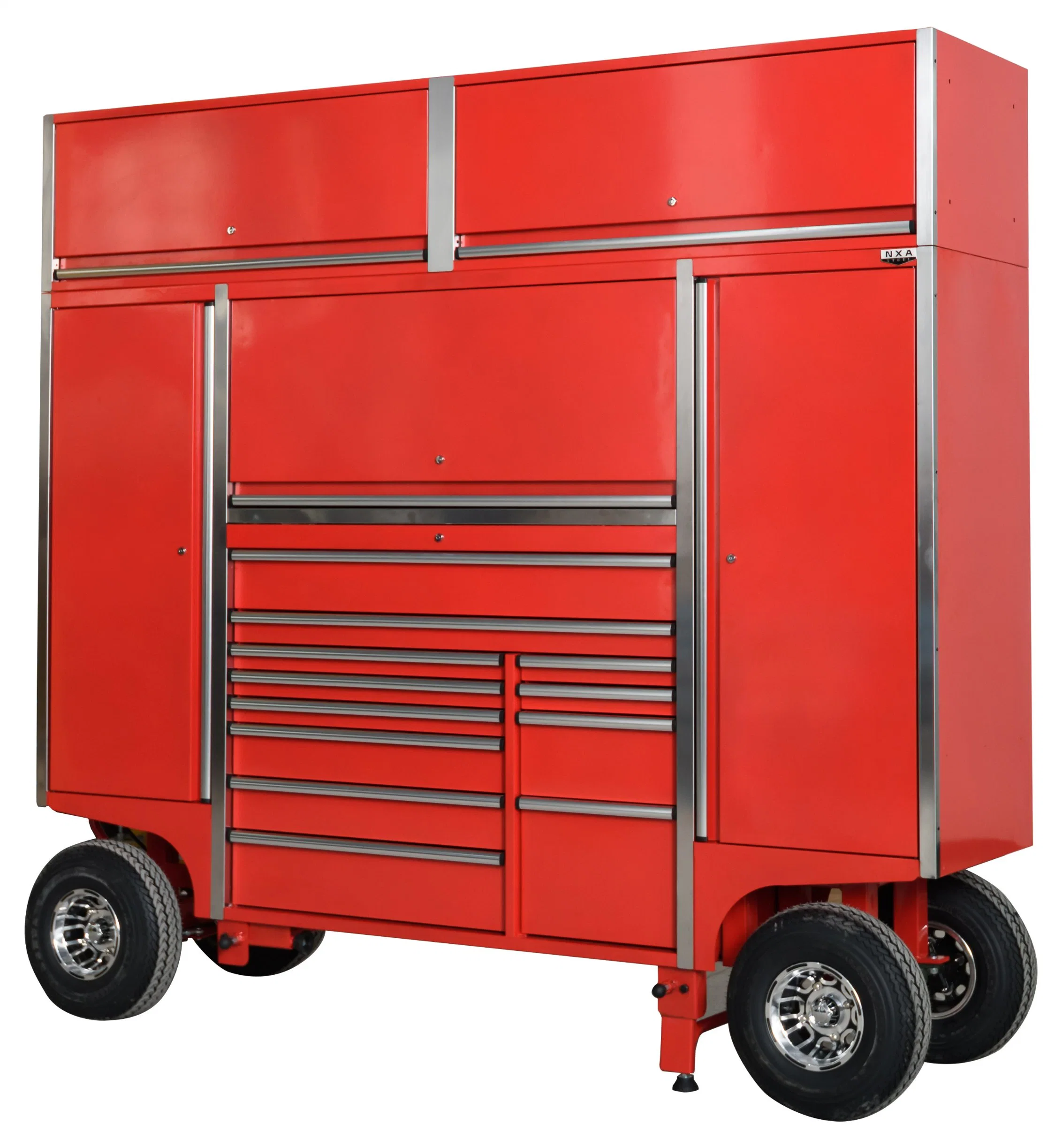 Ferramenta de carrinho de ferramentas de carrinho de ferramentas de gavetas e rodas personalizadas em aço Caixa para Exterior