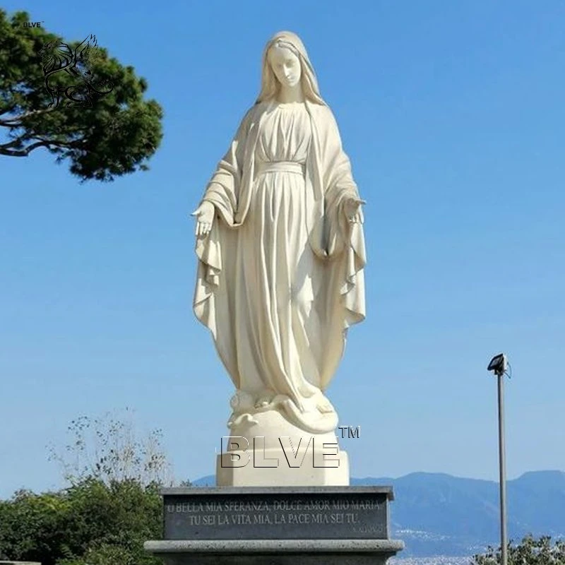 Life Size Outdoor Christian Catholic Church Natural White Marble Mother Virgin Mary Statue Supplier