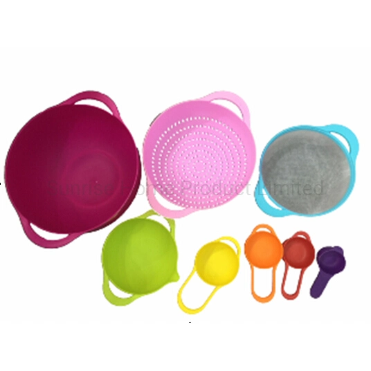 Household 8PCS Plastic Mixing Multiple Shapes Bowl Set with Measuring Cups (KTP029)