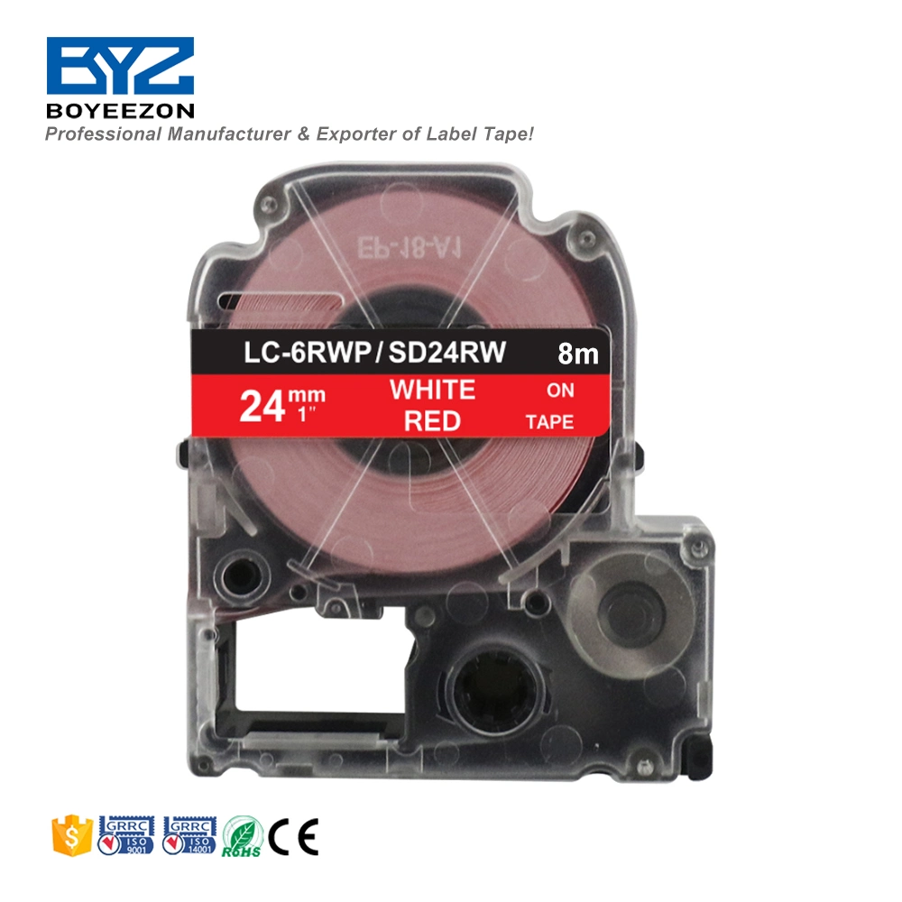 LC-6rwp/SD24RW 24mm*8m White on Red Label Printer Cartridge