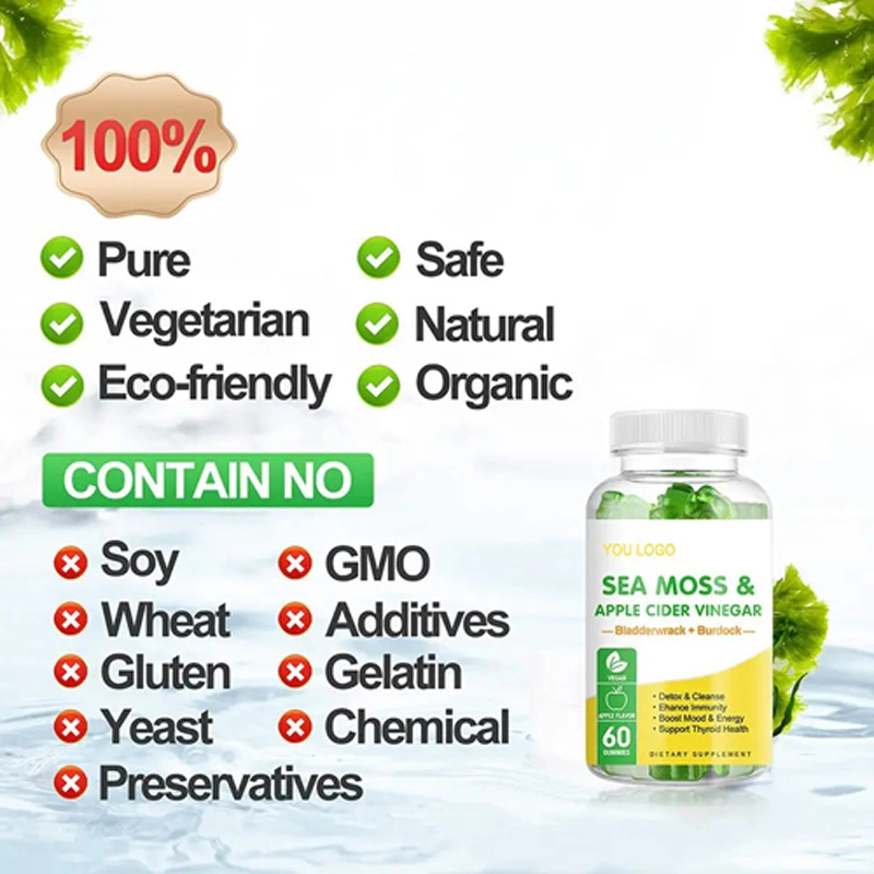 OEM Custom Healthcare complementa Sea Moss Gummies Vegan suporte orgânico Imunidade