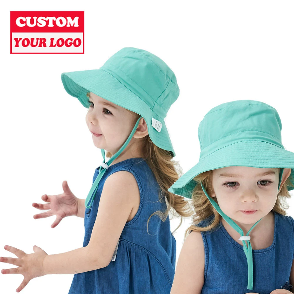 Summer Beach Children Fisherman Bucket Hats for Kids with String