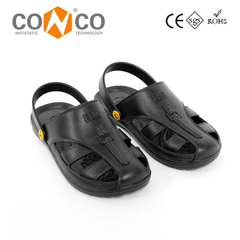 Conco Spu Black ESD Antistatic Safety Slipper with Crossed Face