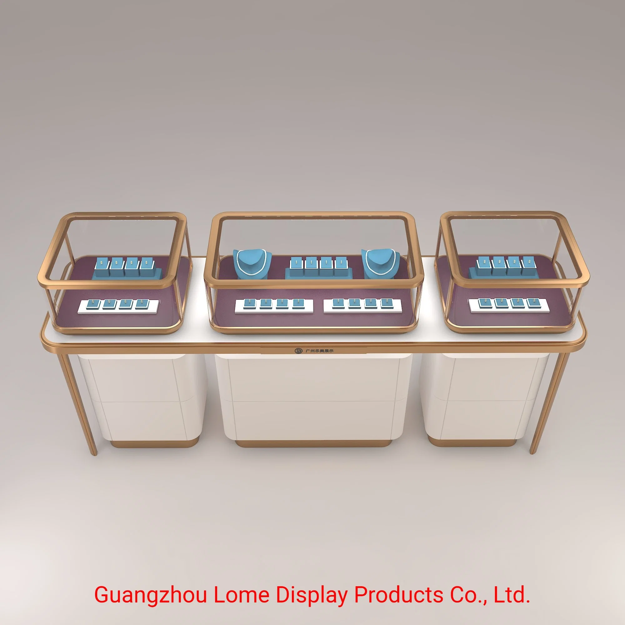 Jewelry Store Showcase Customize Glass Jewellery Shop Furniture Stainless Steel Display Rack