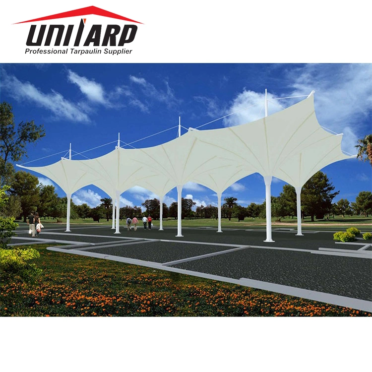 Lacquered Glossy Surface 1500*1500d 30*32 1250GSM PVC Tarpaulin Fabrics for Tensile Car Parking Stadium Tent Roof