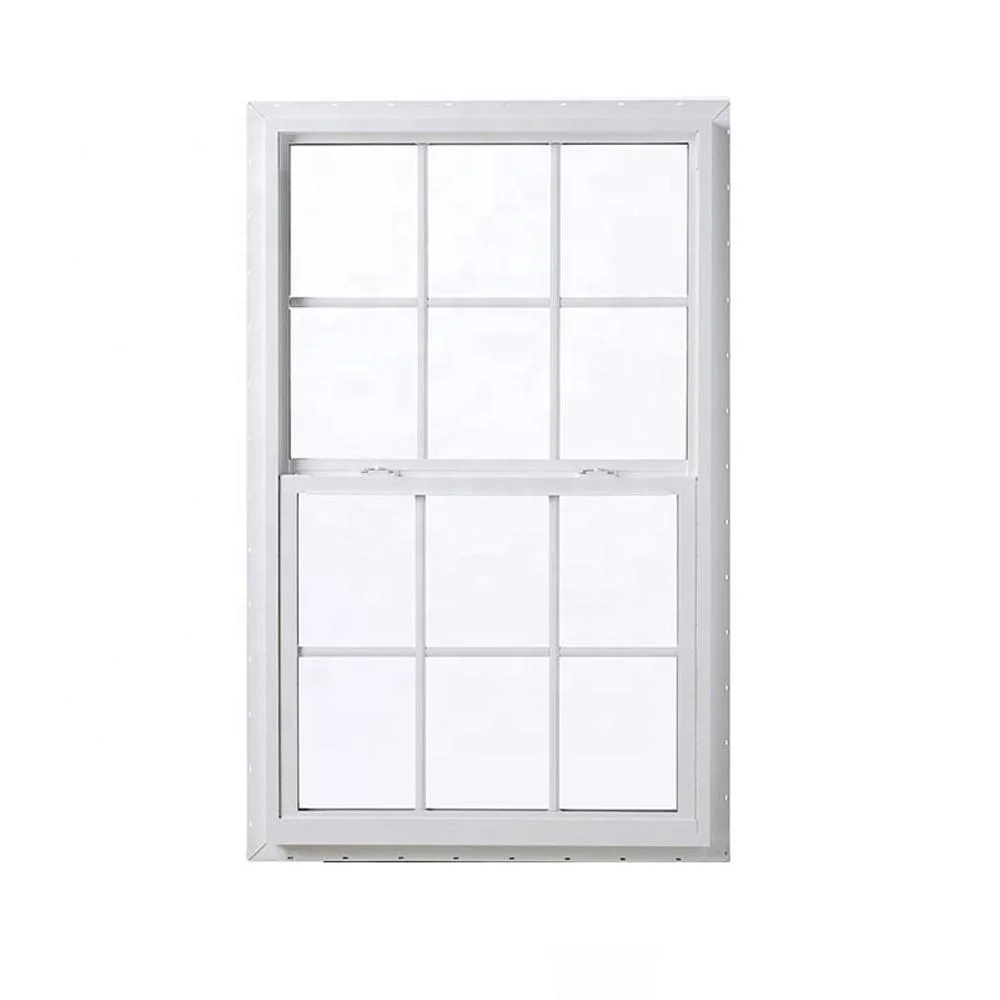 CE Certification Heat Insulated Waterproof PVC/Vinyl Single Hung Windows for Office Building