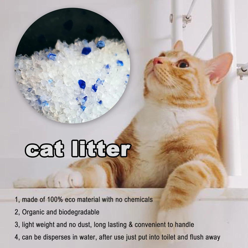 Produits de nettoyage pour animaux Tofu/ Bentonite/ Litière pour chat en gel de silice cristalline sans poussière, colorée et parfumée