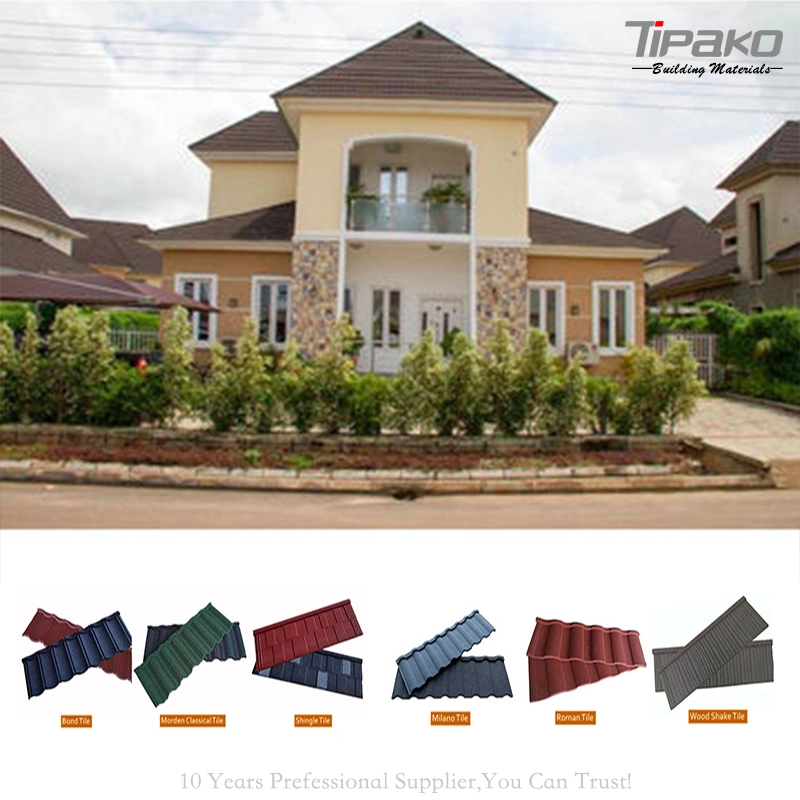 Building Construction Material Milano Type Stone Coated Metal Villa Roof Tile